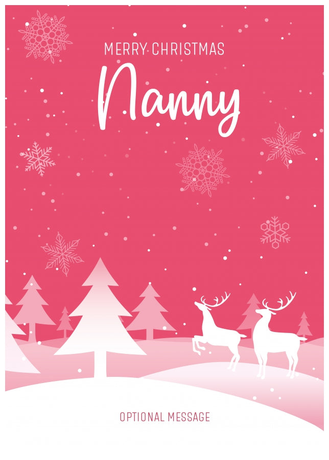 Pink Christmas Card for Nanny - Special Winter Scene Card