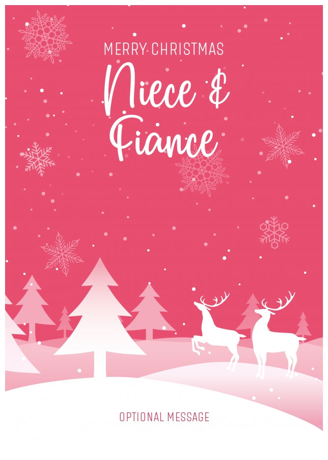 Pink Christmas Card for Niece & Fiance - Special Winter Scene Card