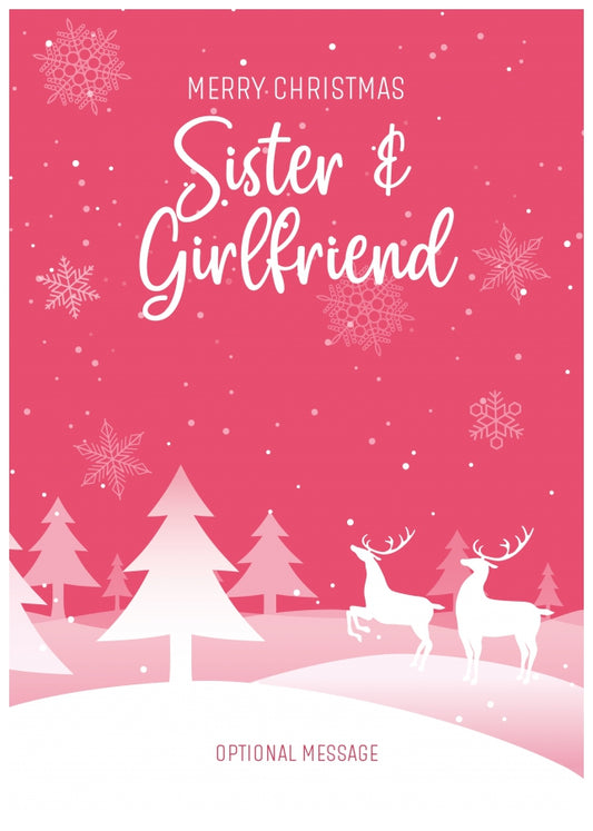 Pink Christmas Card for Sister & Girlfriend - Special Winter Scene Card