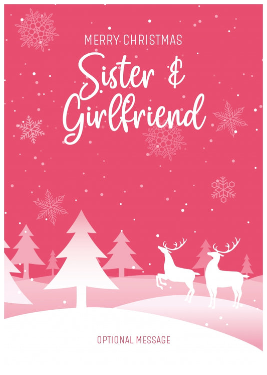 Pink Christmas Card for Sister & Girlfriend - Special Winter Scene Card