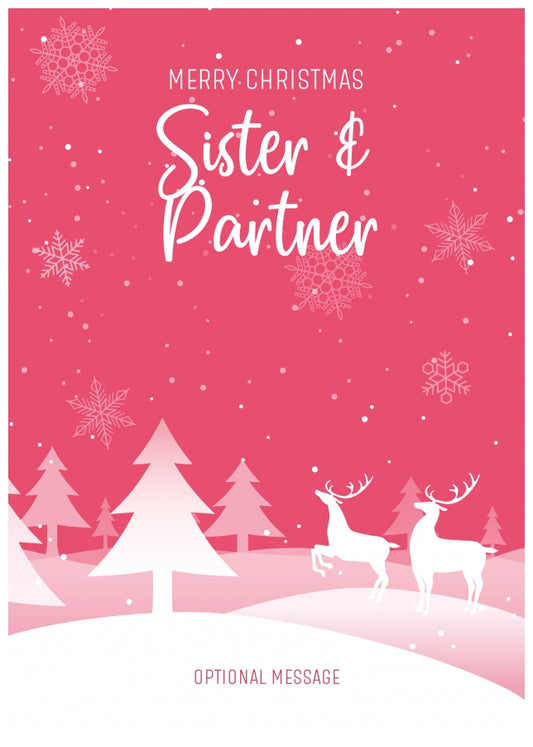 Pink Christmas Card for Sister & Partner - Special Winter Scene Card