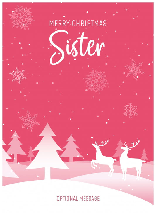 Pink Christmas Card for Sister - Special Winter Scene Card