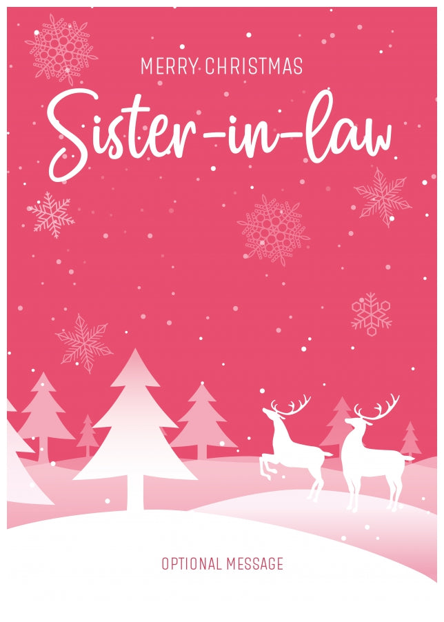 Pink Christmas Card for Sister-in-law - Special Winter Scene Card