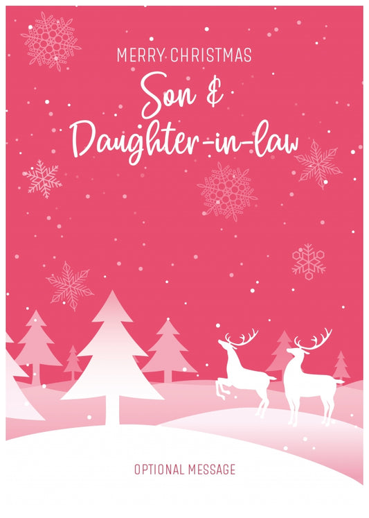 Pink Christmas Card for Son & Daughter-in-law - Special Winter Scene Card