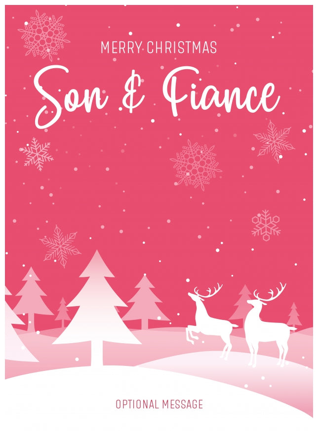 Pink Christmas Card for Son & Fiance - Special Winter Scene Card