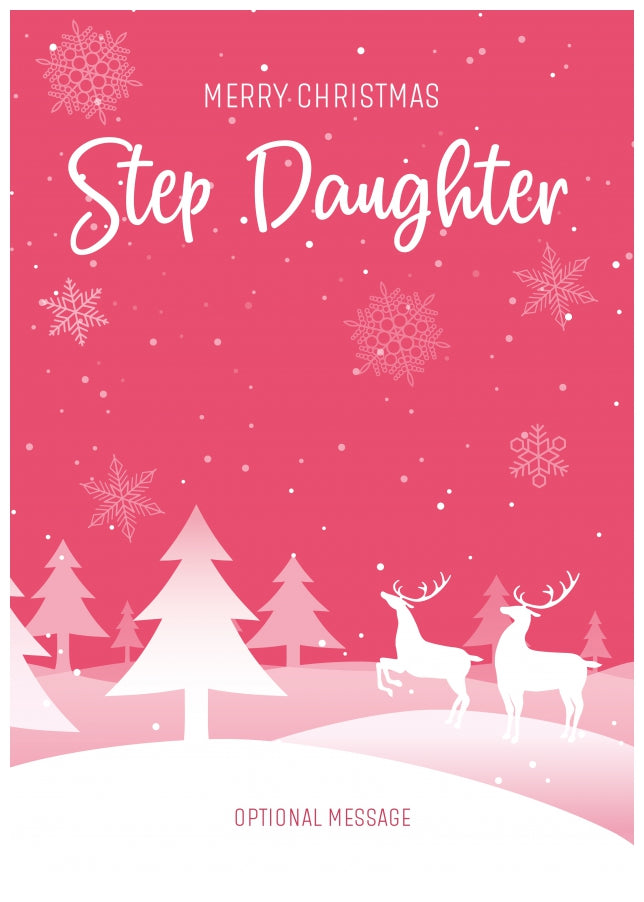 Pink Christmas Card for Step Daughter - Special Winter Scene Card