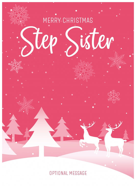 Pink Christmas Card for Step Sister - Special Winter Scene Card