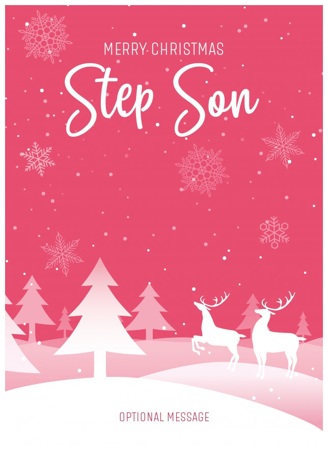 Pink Christmas Card for Step Son - Special Winter Scene Card