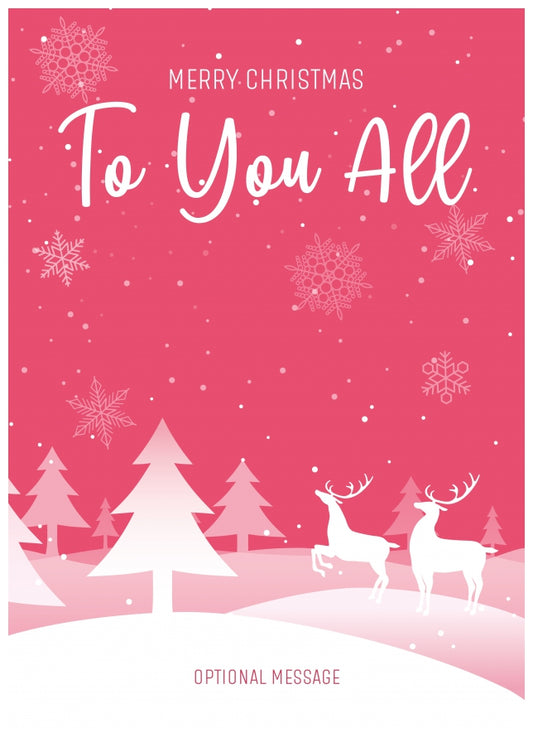 Pink Christmas Card for To You All - Special Winter Scene Card