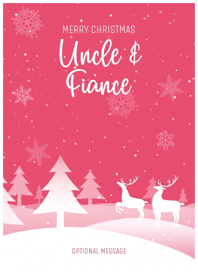 Pink Christmas Card for Uncle & Fiance - Special Winter Scene Card