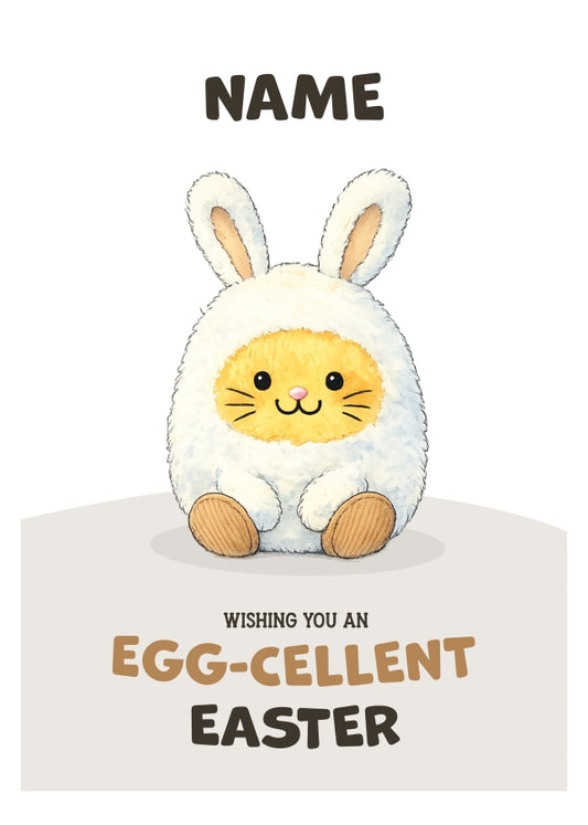 Cute Single Easter Card - Happy Bunny Plush Egg