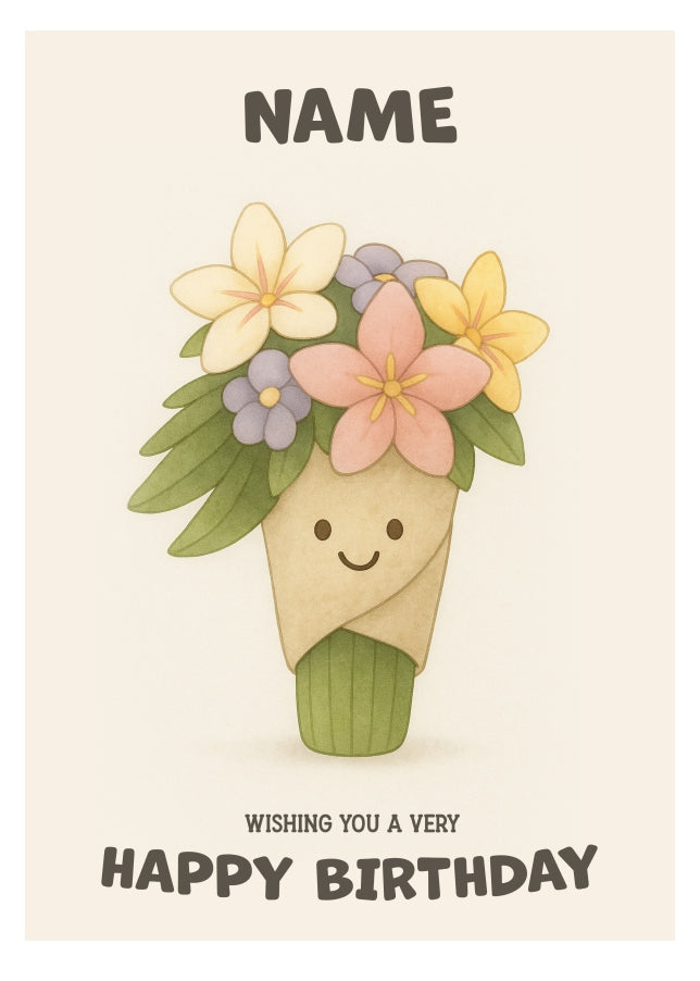 Cute Birthday Card for Her - Plush Flowers