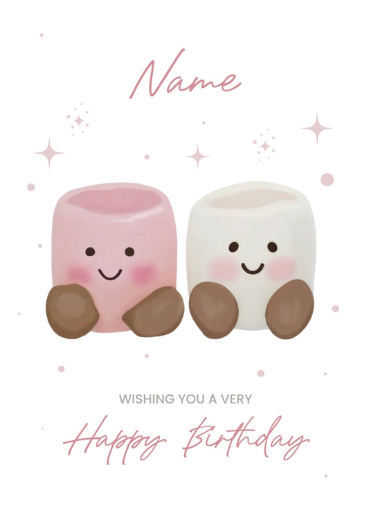 Birthday Card for Girls - Plush Marshmallows