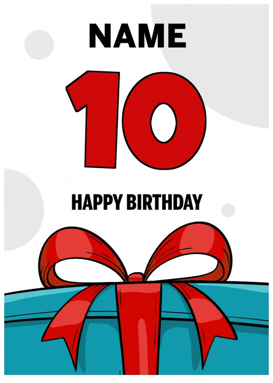 Happy 10th Birthday Card - Bold Gift / Present Design