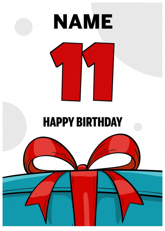 Happy 11th Birthday Card - Bold Gift / Present Design