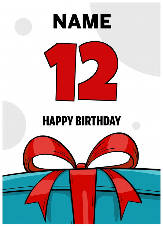 Happy 12th Birthday Card - Bold Gift / Present Design