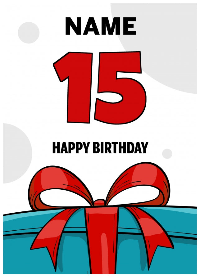 Happy 15th Birthday Card - Bold Gift / Present Design