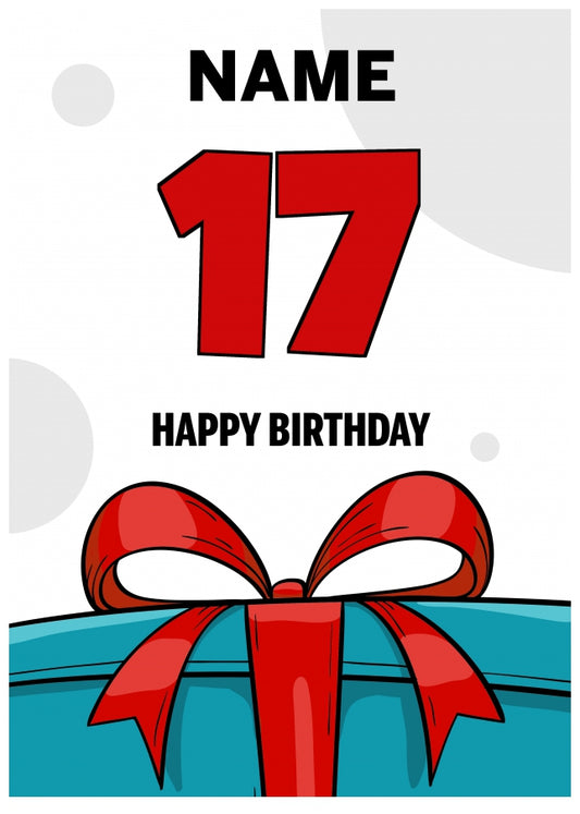 Happy 17th Birthday Card - Bold Gift / Present Design