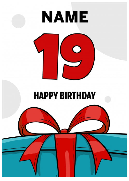 Happy 19th Birthday Card - Bold Gift / Present Design
