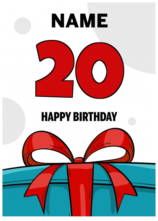 Happy 20th Birthday Card - Bold Gift / Present Design