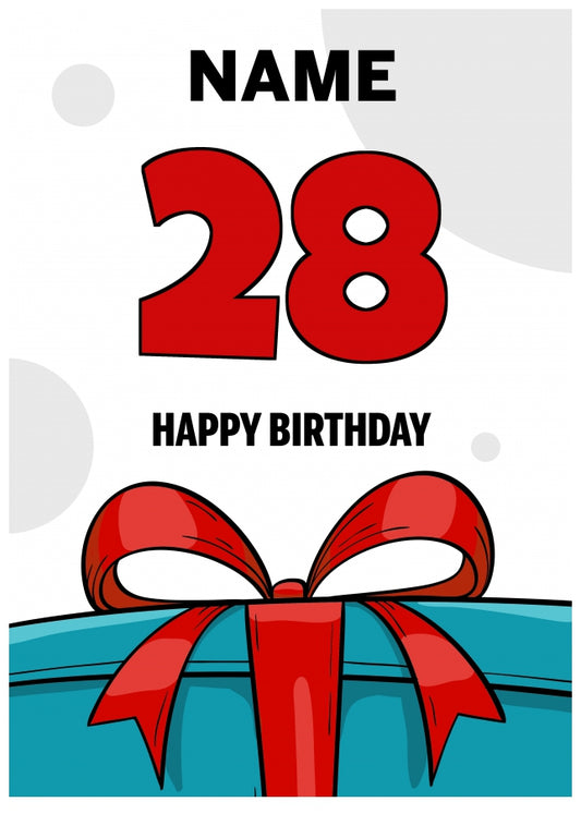 Happy 28th Birthday Card - Bold Gift / Present Design