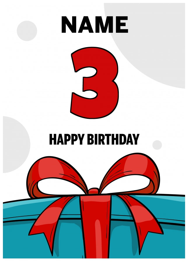 Happy 3rd Birthday Card - Bold Gift / Present Design