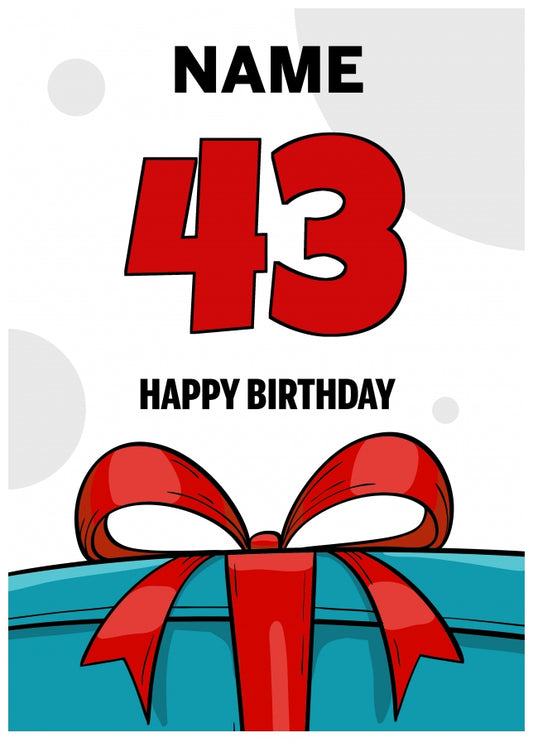 Happy 43rd Birthday Card - Bold Gift / Present Design