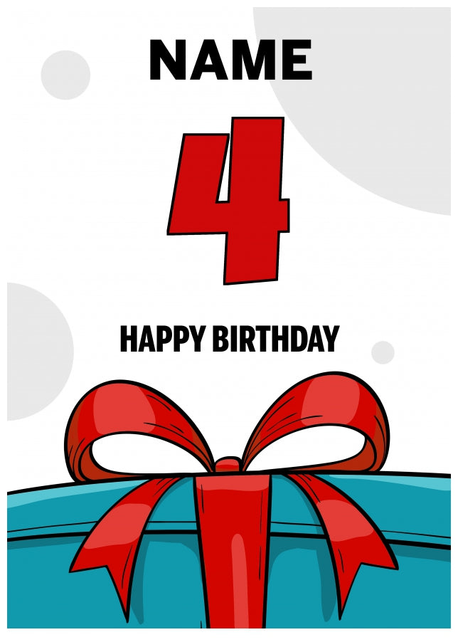 Happy 4th Birthday Card - Bold Gift / Present Design