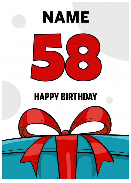 Happy 58th Birthday Card - Bold Gift / Present Design