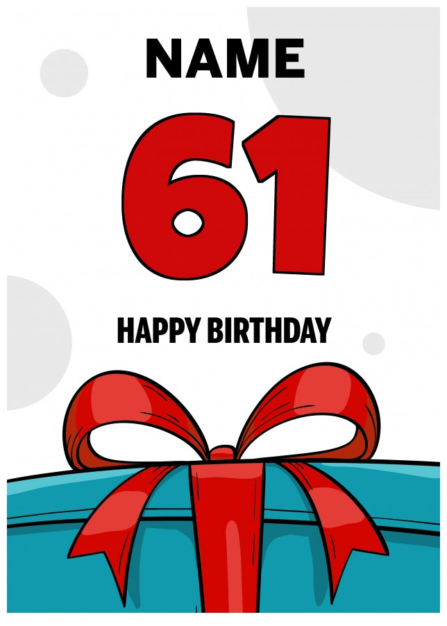 Happy 61st Birthday Card - Bold Gift / Present Design