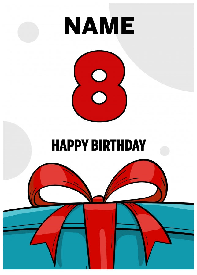 Happy 8th Birthday Card - Bold Gift / Present Design