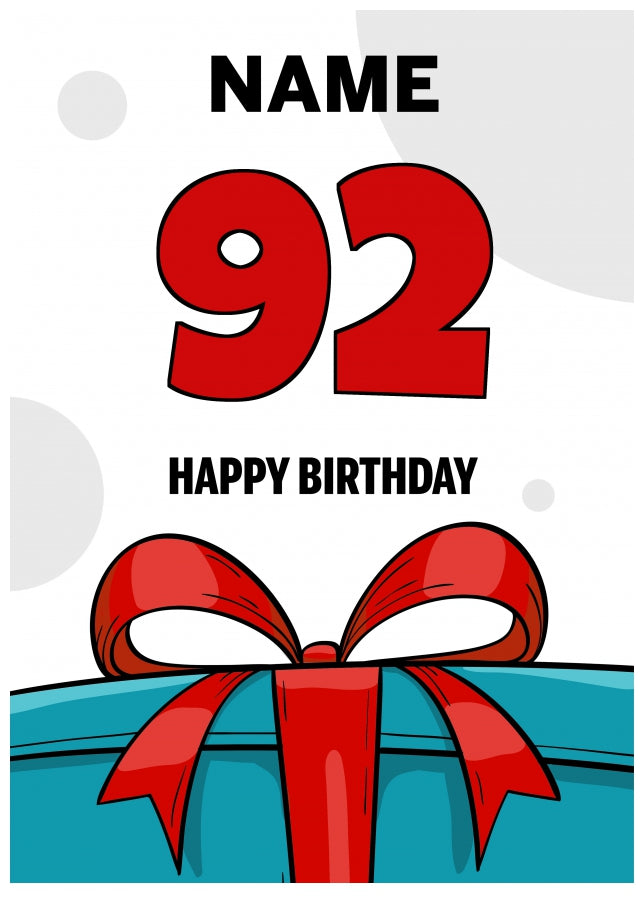 Happy 92nd Birthday Card - Bold Gift / Present Design