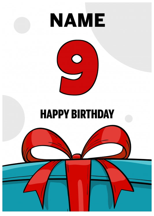 Happy 9th Birthday Card - Bold Gift / Present Design