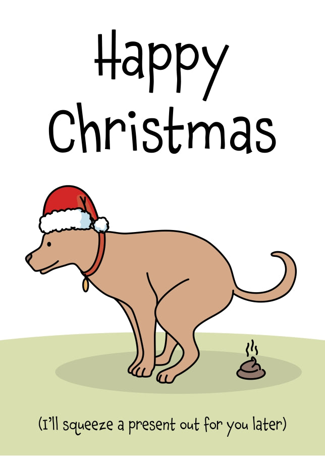 Present from the Dog Christmas Card for Her Him - Dog Mum or Dad