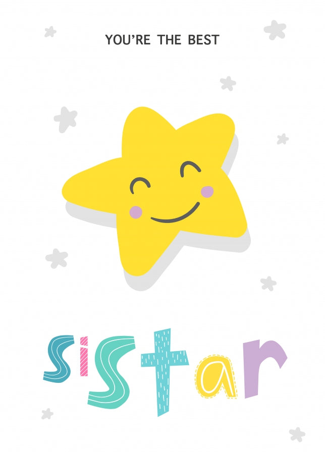 Little Sister Birthday Card - SiSTAR - Happy Birthday or New Big Sister Cards