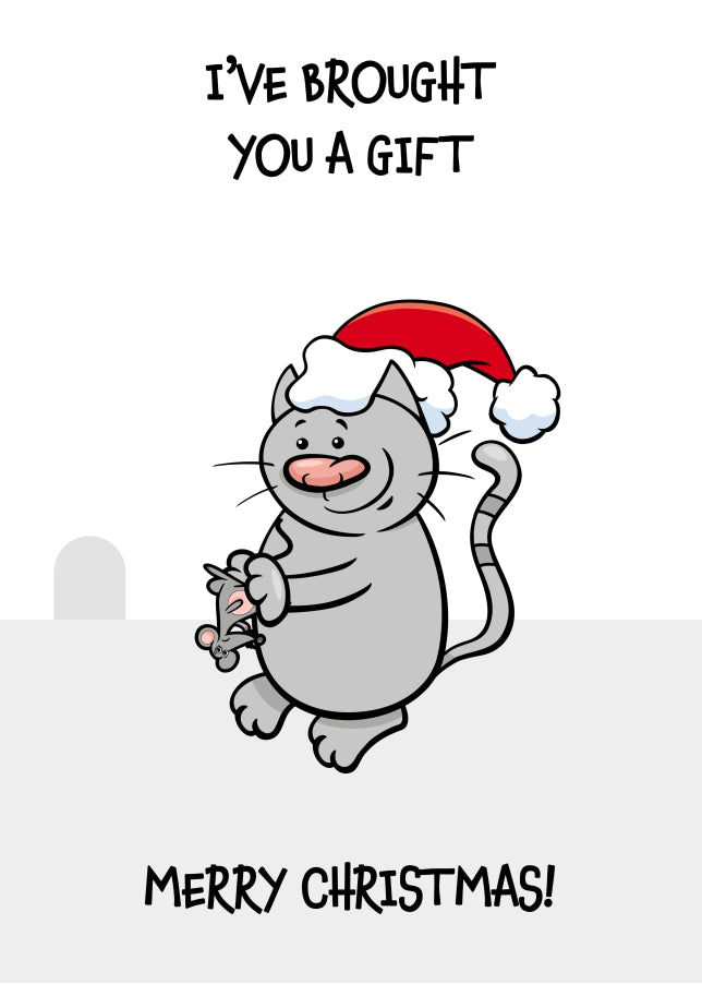 Christmas Card from Cat - Brought You a Gift!