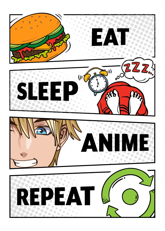 Anime Birthday Card for Teens Boys Girls - Eat Sleep Anime Repeat