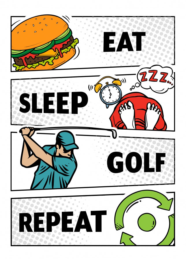 Golf Birthday Card for Him Adult Man - Eat Sleep Golf Repeat