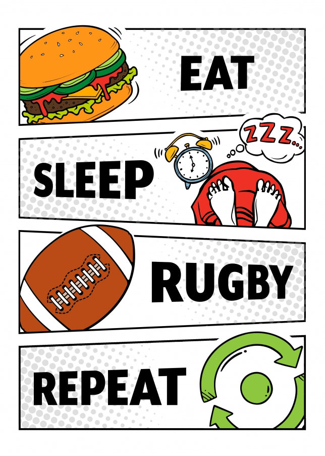 Rugby Birthday Card for Son Adult Grandson - Eat Sleep Rugby Repeat