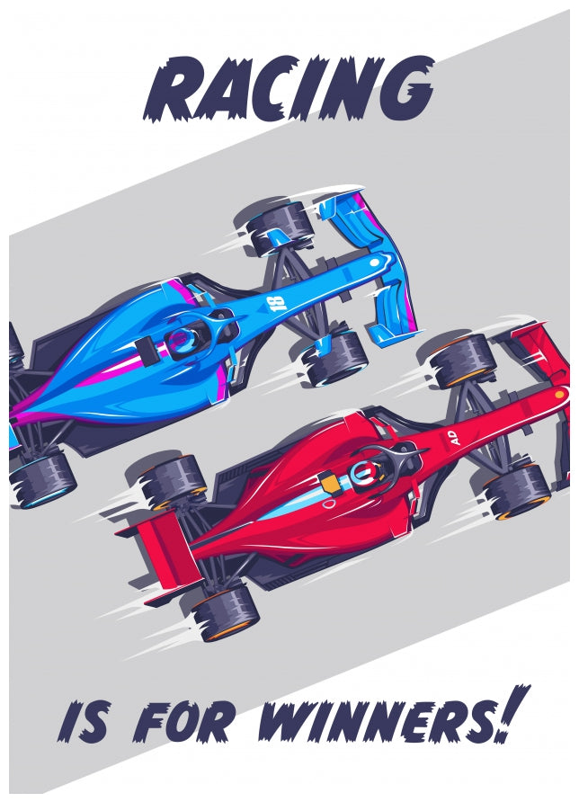 Son F1 Birthday Card and Formula 1 Father's Card for Dad