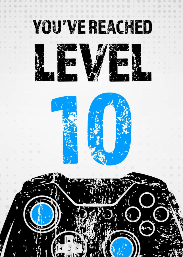 Gamer 10th Birthday Card Boy - Level 10 - Son Grandson Nephew