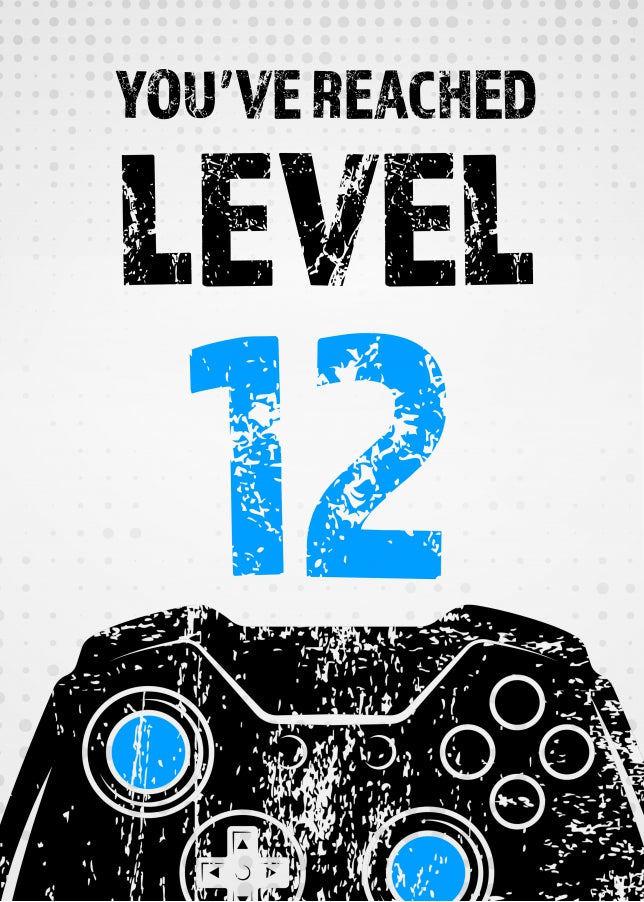 Gamer 12th Birthday Card Boy - Level 12 - Son Grandson Nephew