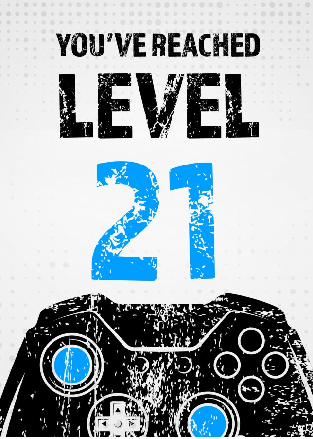 Gamer 21st Birthday Card Boy - Level 21 - Son Grandson Nephew