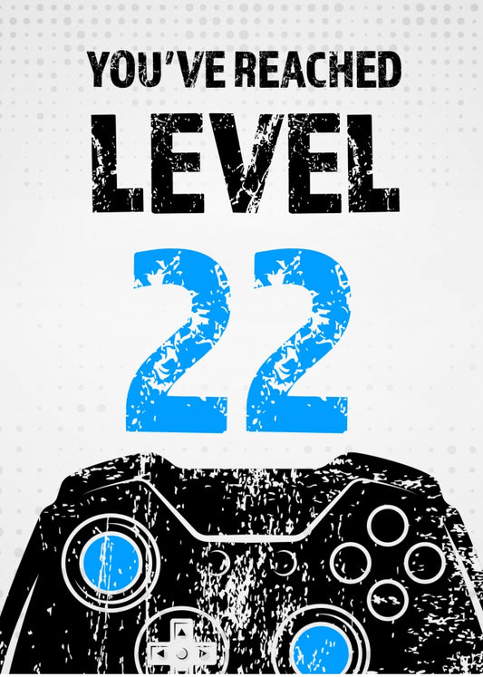 Gamer 22nd Birthday Card Boy - Level 22 - Son Grandson Nephew