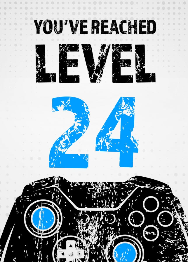 Gamer 24th Birthday Card Boy - Level 24 - Son Grandson Nephew