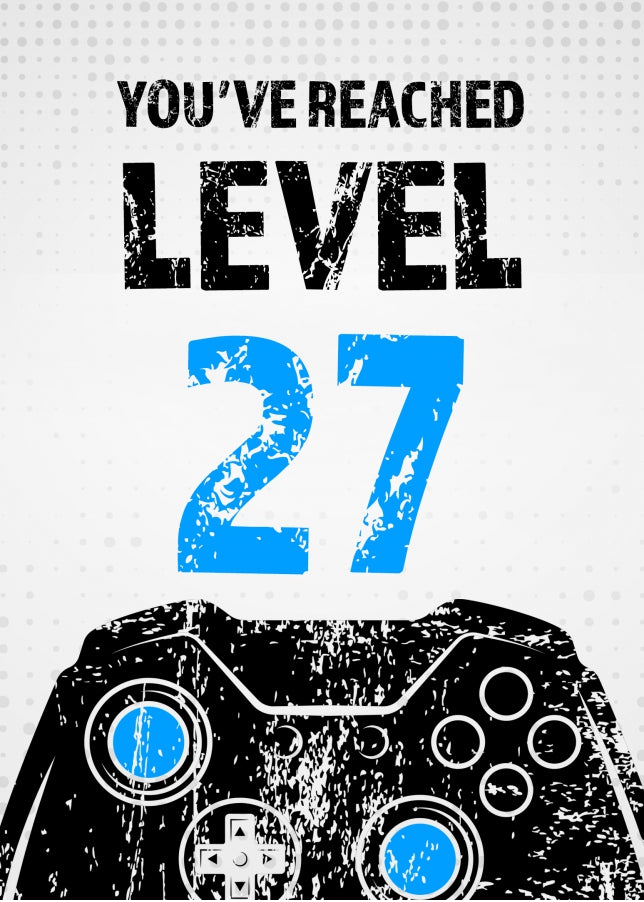 Gamer 27th Birthday Card for Men - Level 27