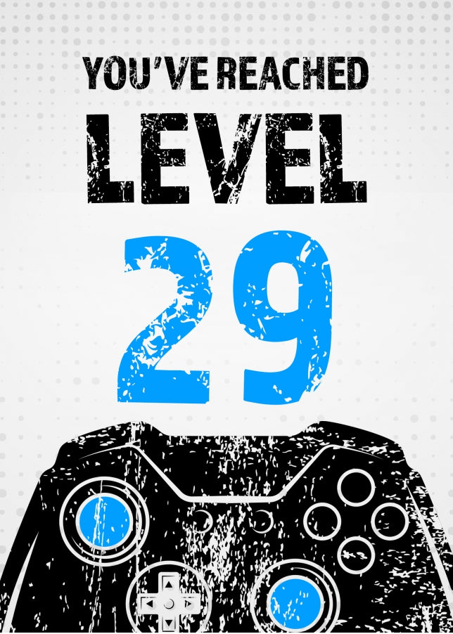 Gamer 29th Birthday Card for Men - Level 29