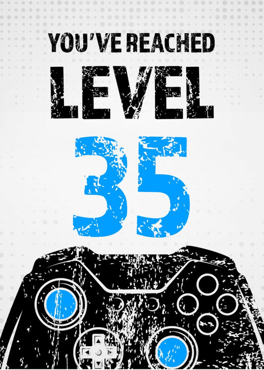 Gamer 35th Birthday Card Boy - Level 35 - Son Grandson Nephew