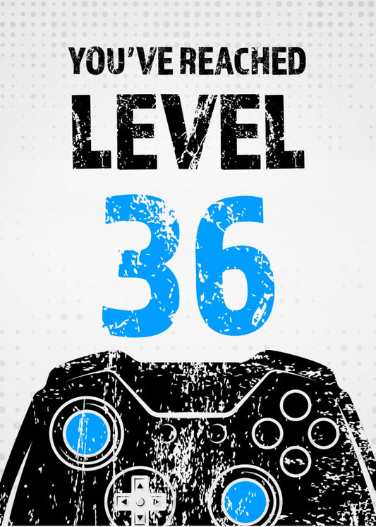 Gamer 36th Birthday Card Boy - Level 36 - Son Grandson Nephew