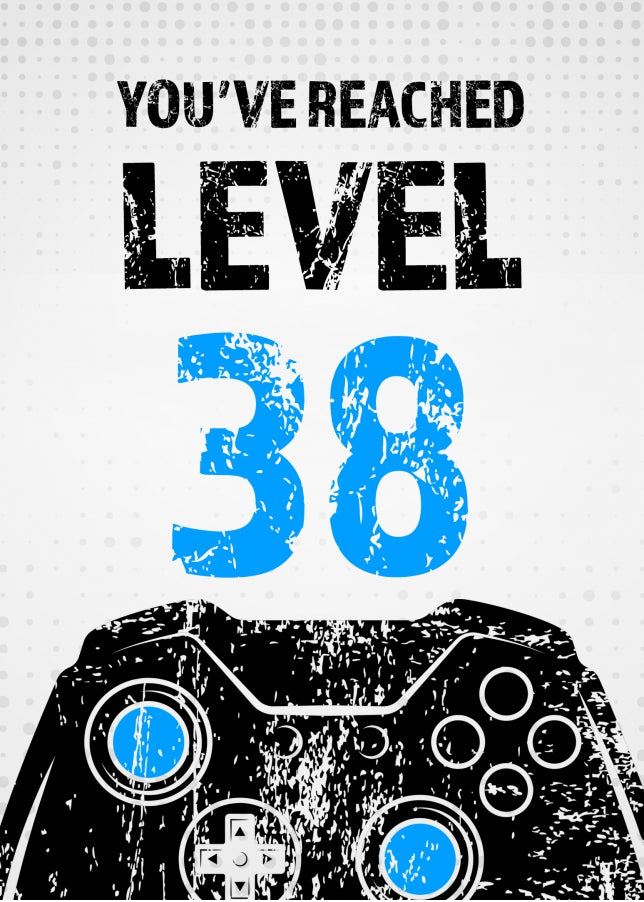 Gamer 38th Birthday Card Boy - Level 38 - Son Grandson Nephew